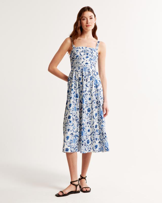 The A&F Emerson Poplin Wide Strap Midi Dress Product Image