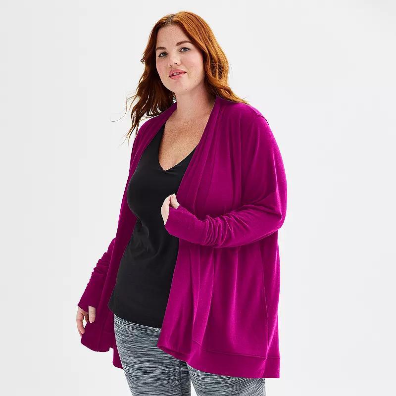 Plus Size Tek Gear French Terry Wrap Cardigan, Womens Grey Gray Product Image