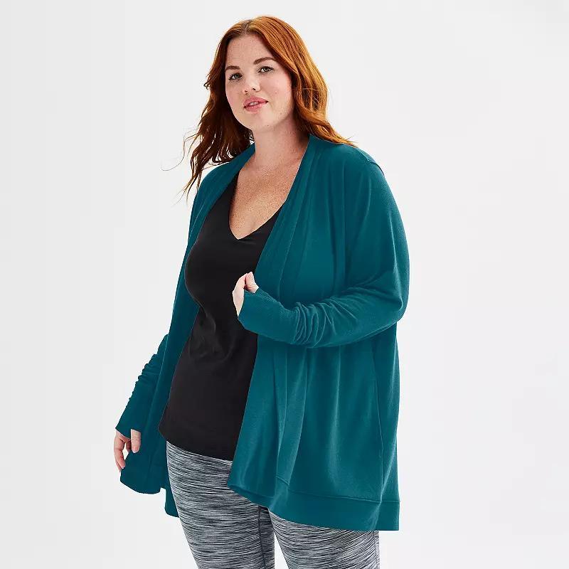 Plus Size Tek Gear French Terry Wrap Cardigan, Womens Grey Gray Product Image