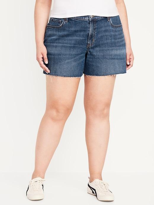 Mid-Rise Boyfriend Cut-Off Jean Shorts -- 5-inch inseam Product Image