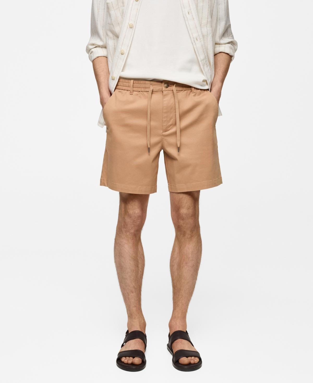 Mango Mens Drawstring Detail Cotton Shorts Product Image