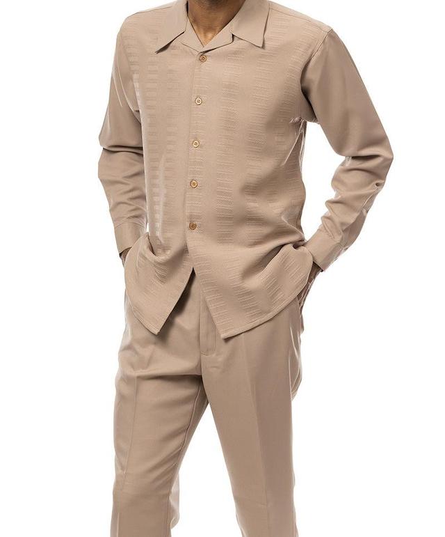 Tan Tone-on-Tone 2 Piece Long Sleeve Walking Suit Set Product Image