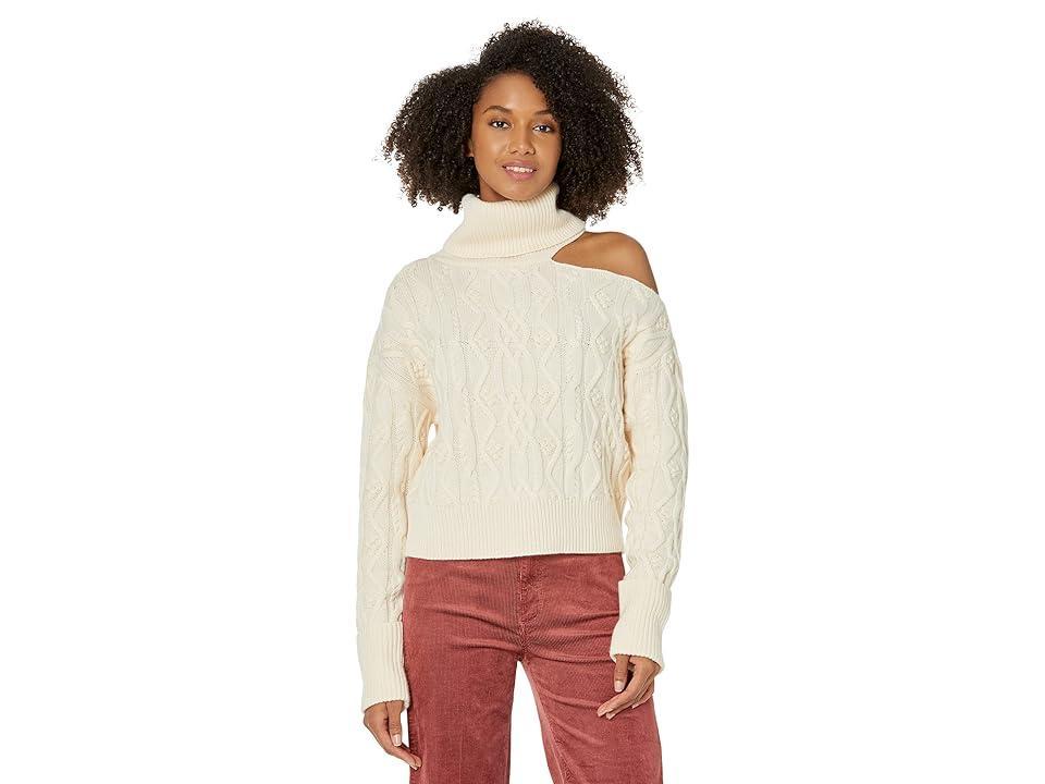 Paige Cropped Cable Knit Raundi (Ivory) Women's Clothing Product Image