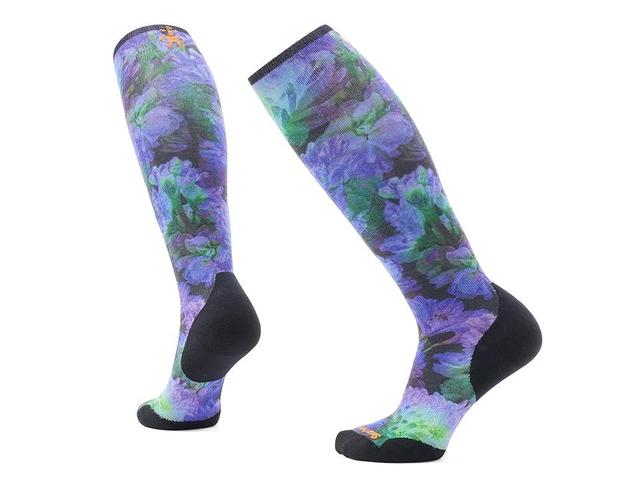 Smartwool Ski Targeted Cushion Electric Lotus Print Over The Calf Socks Women's Crew Cut Socks Shoes Product Image