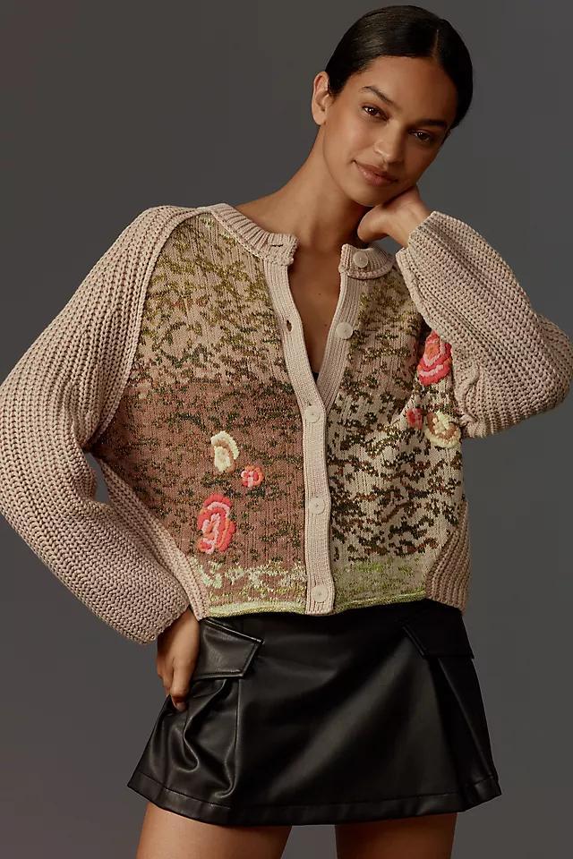 By Anthropologie Floral Camo Bomber Cardigan Sweater Product Image