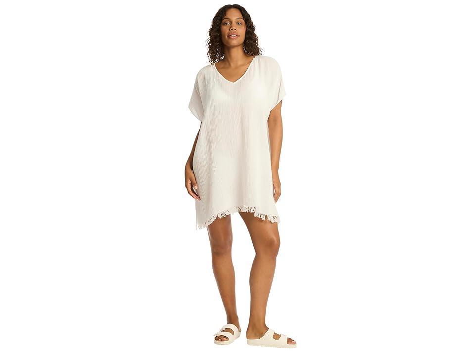 Sea Level Sunset Fringe Cotton Cover-Up Caftan Product Image