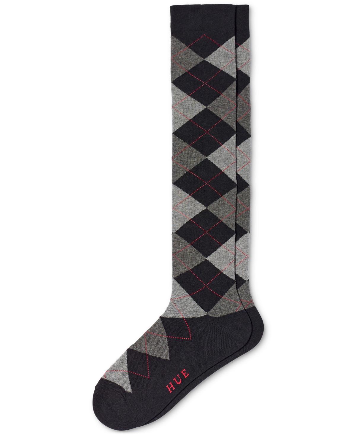 Hue Womens Argyle Knee Socks U14908 - Black Product Image