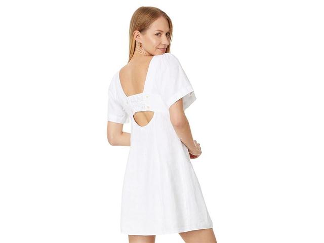 Madewell Square-Neck Mini Dress in 100% Linen (Eyelet ) Women's Dress Product Image
