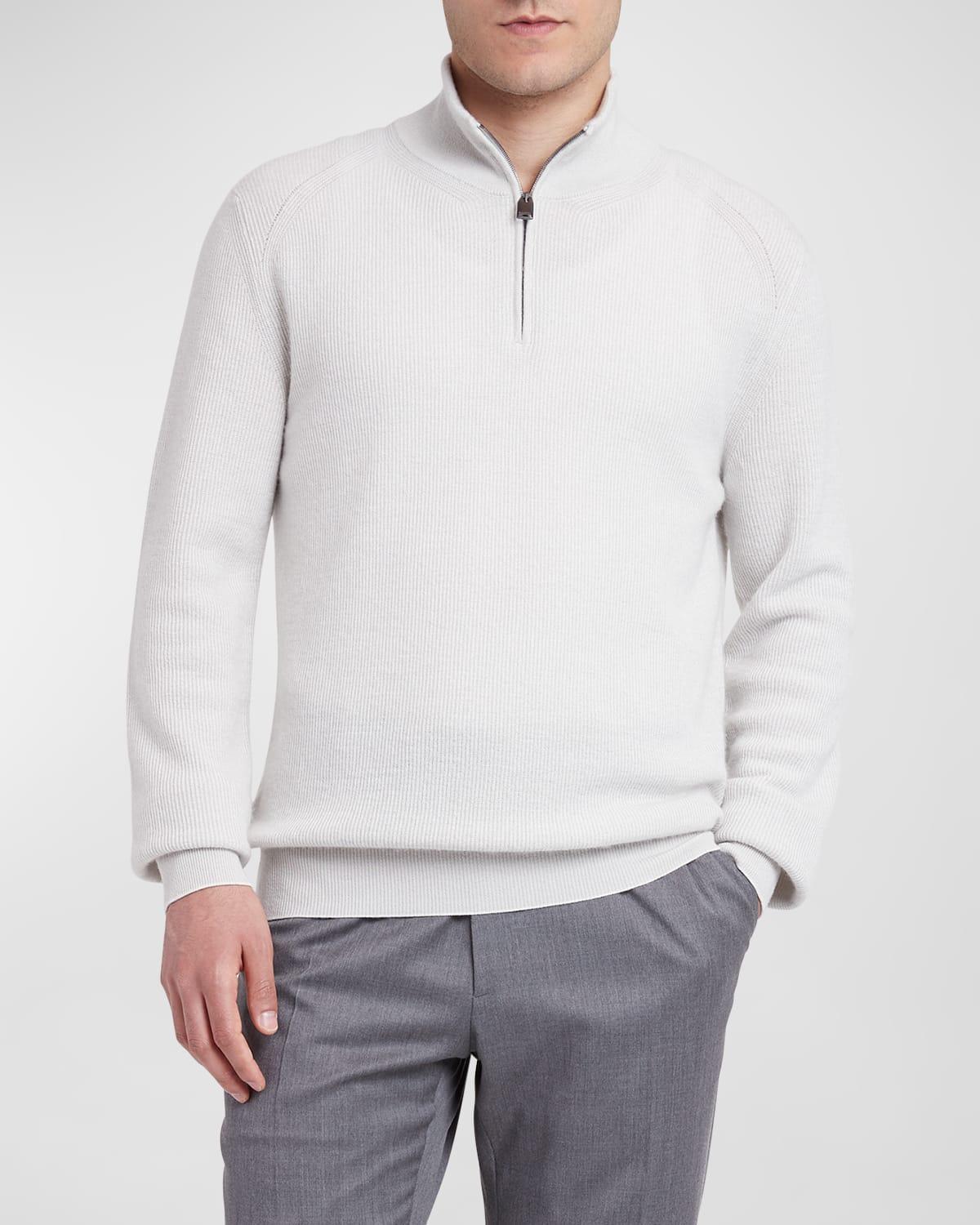 Mens Cashmere-Wool Quarter-Zip Sweater Product Image