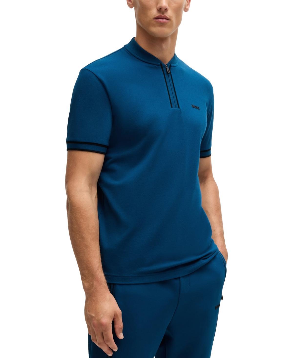 Boss by Hugo Boss Mens Cotton-Pique Zip-Neck Polo Product Image