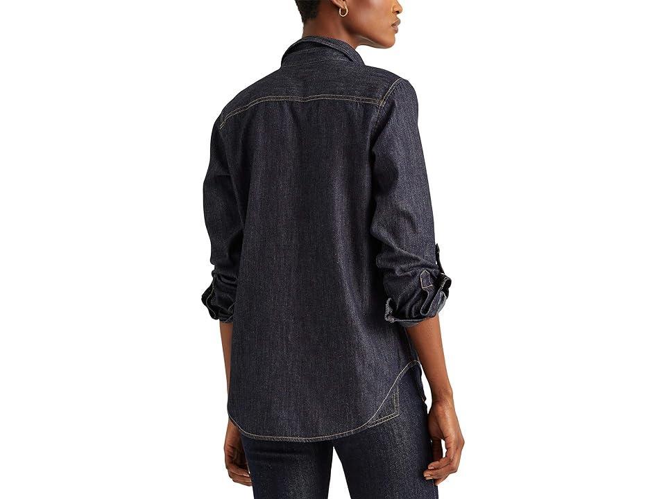 Lauren Ralph Lauren Denim Shirt (Dark Rinse Wash) Women's Clothing Product Image