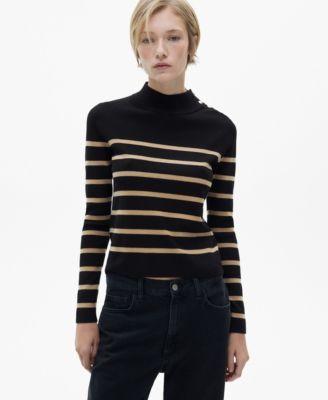 Women's Shoulder Buttons Detail Striped Sweater product image