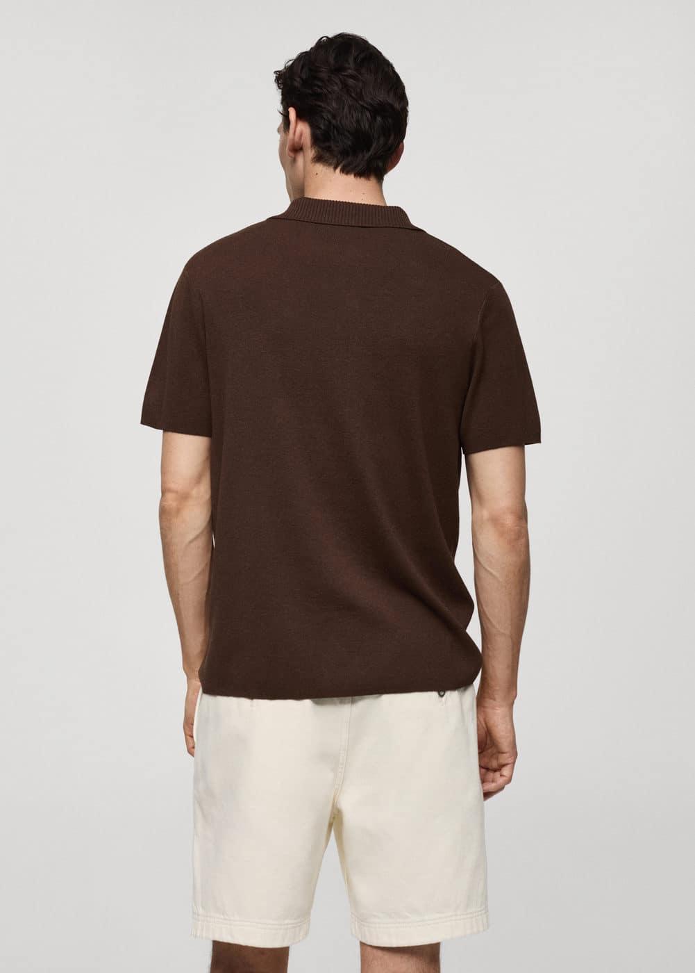 MANGO MAN - Textured cotton polo shirt coffeeMen Product Image