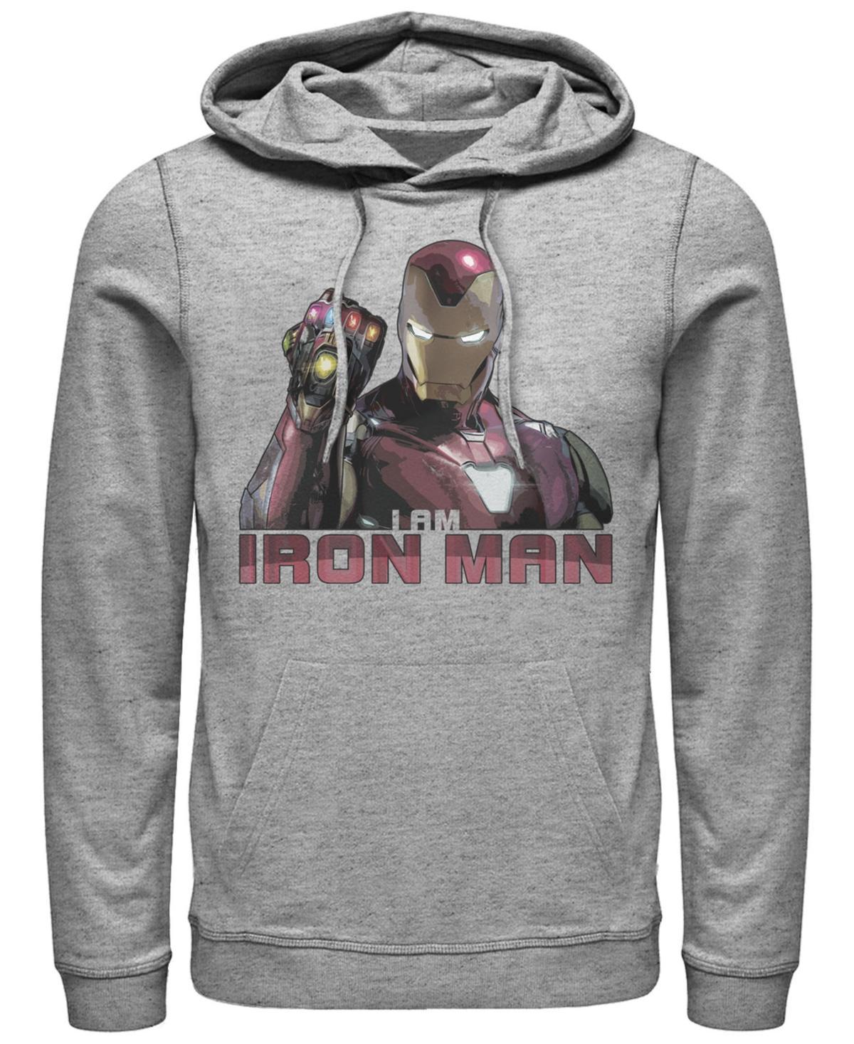 Mens Marvel Avengers Endgame I Am Iron Man Movie Quote Portrait Graphic Hoodie Athletic Grey Product Image