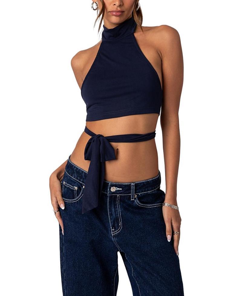 EDIKTED Hamlin Wrap Tie Halter Top Product Image