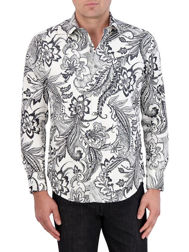 Mens Nadeera Cotton Paisley-Print Sport Shirt Product Image