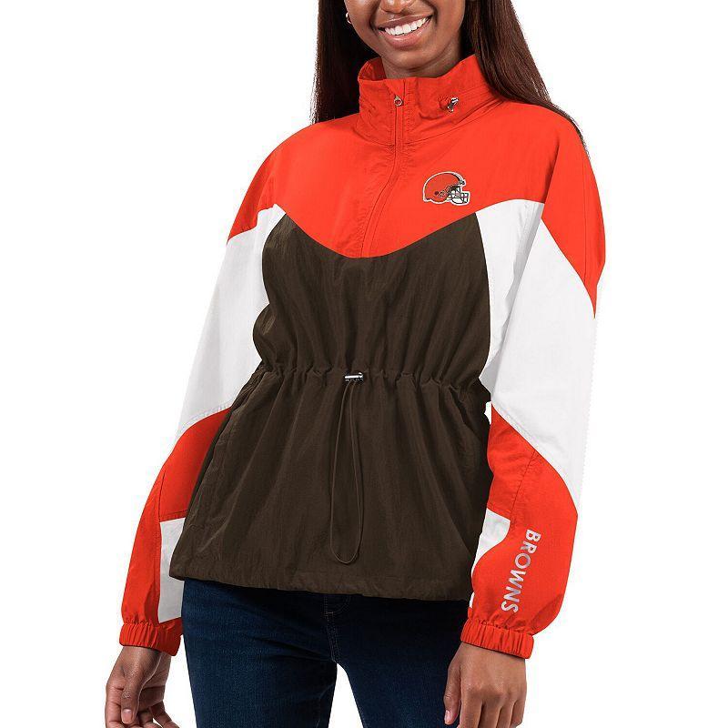 Womens G-III 4Her by Carl Banks /Orange Cleveland s Tie Breaker Lightweight Quarter-Zip Jacket Product Image