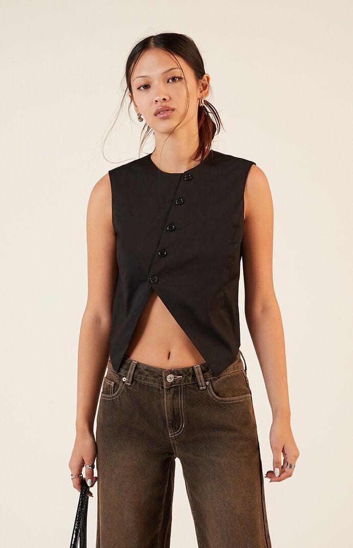 Womens Button Up Asymmetrical Top Product Image