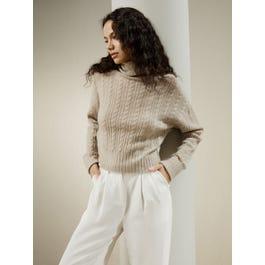 Classic Cable Knit Turtleneck Sweater Product Image