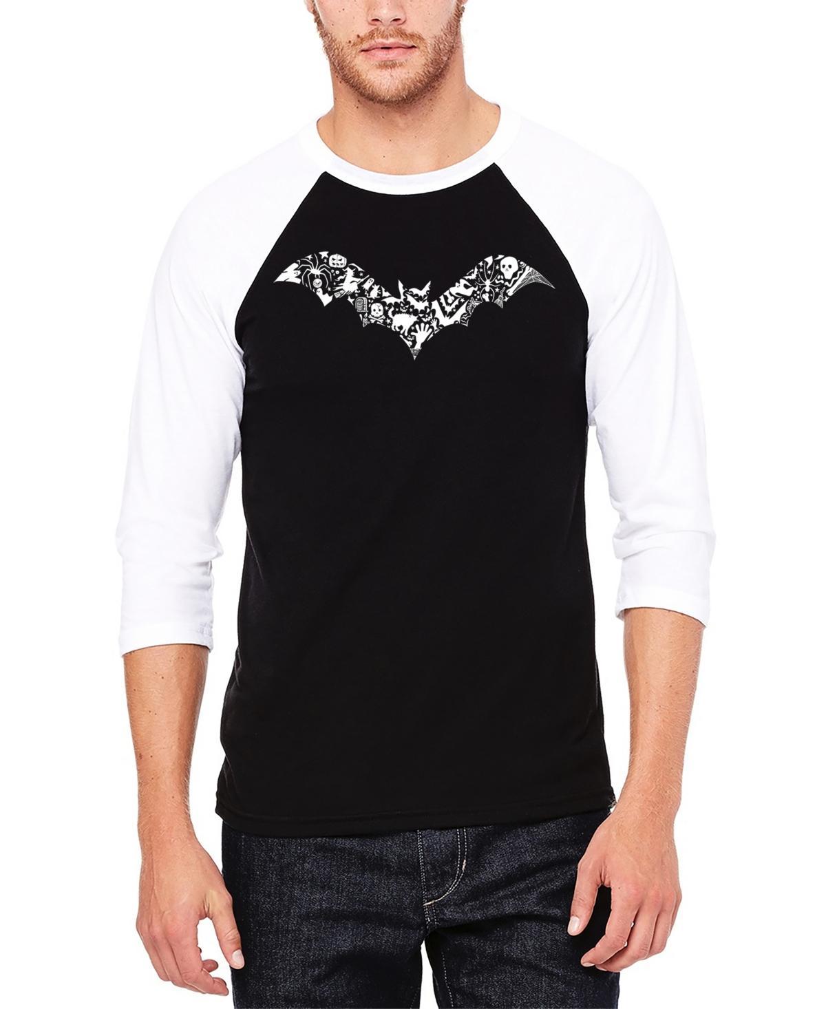 La Pop Art Mens Halloween Bat Raglan Baseball Word Art T-Shirt - Grey Product Image