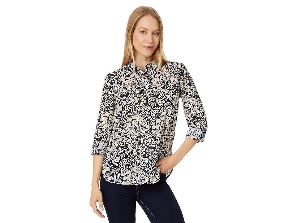 Tommy Hilfiger Womens Cotton Paisley Roll-Tab Shirt - Sky Cap Product Image