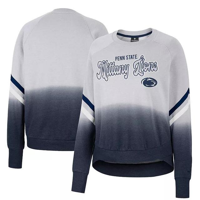 Womens Colosseum Gray Penn State Nittany Lions Cue Cards Dip-Dye Raglan Pullover Sweatshirt Product Image