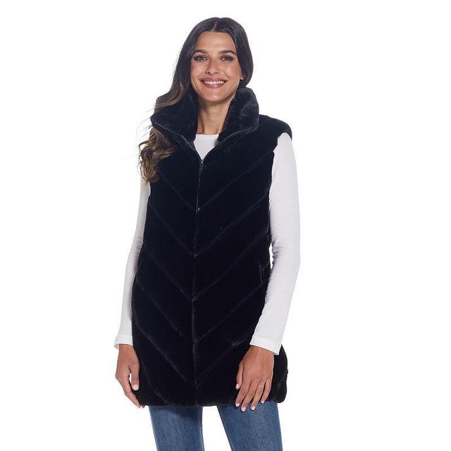 Womens Weathercast Chevron Faux-Fur Vest Product Image