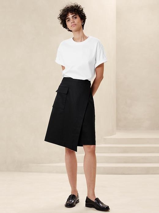 Linen-Blend Knee-Length Skirt Product Image