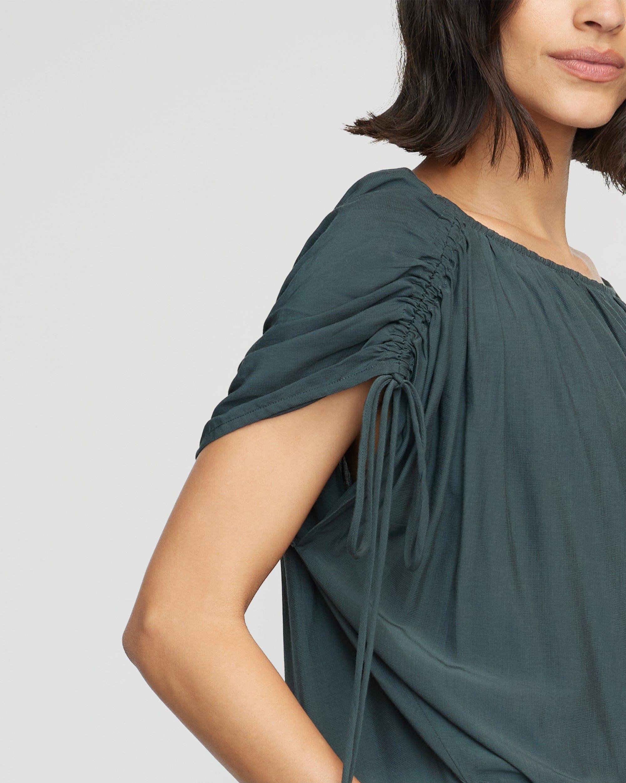 Akari Semi-Sheer Gathered-Shoulder Blouse Product Image