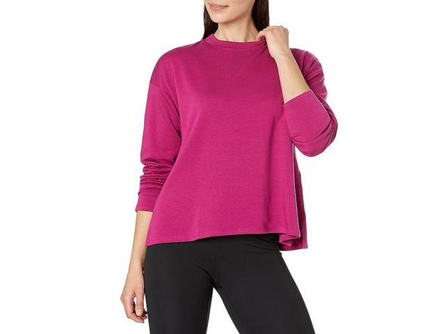 Eileen Fisher Crew Neck Boxy Top (Magenta) Women's Clothing Product Image