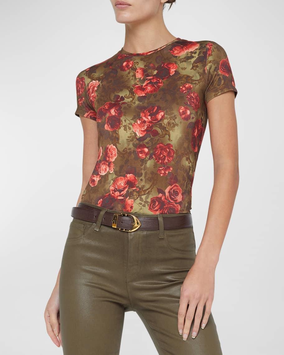 Ressi Short-Sleeve Floral Cheetah Tee Product Image