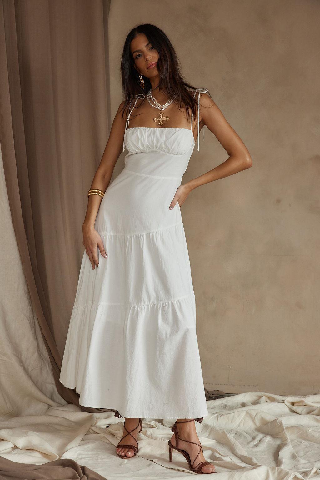 Magnolia White Linen Maxi Dress Product Image