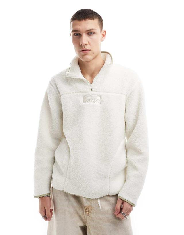 Vans boxed sherpa quarter zip sweater in off-white Product Image