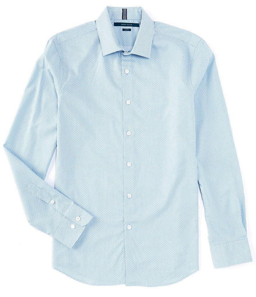 Perry Ellis Slim Fit Dobby Print Long Sleeve Woven Shirt Product Image