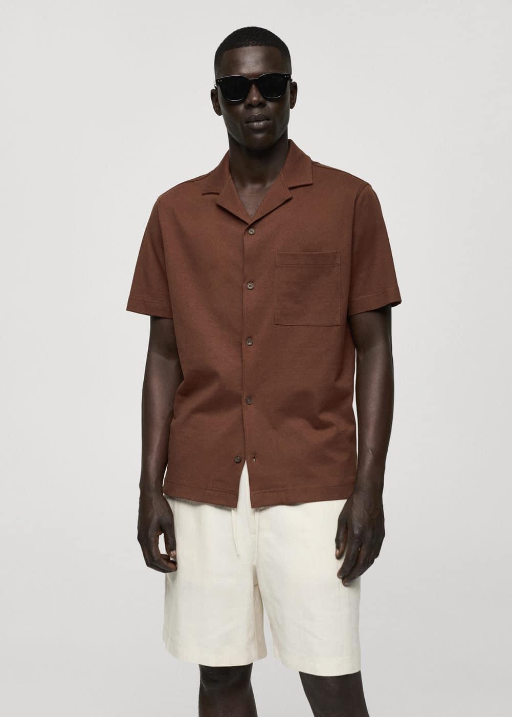 Mango Mens Cotton Short-Sleeved Shirt Product Image