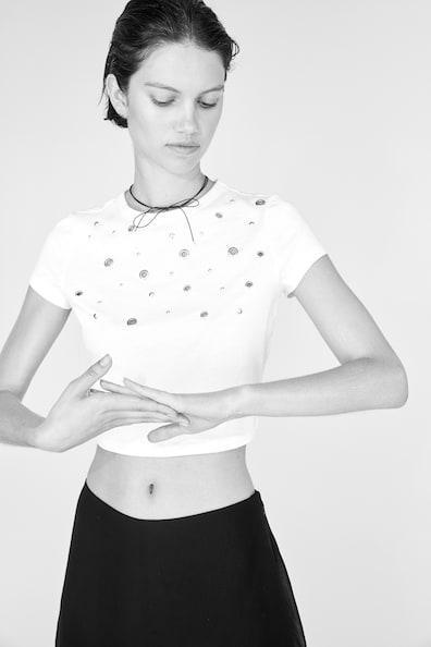 Embellished Cropped T-shirt Product Image