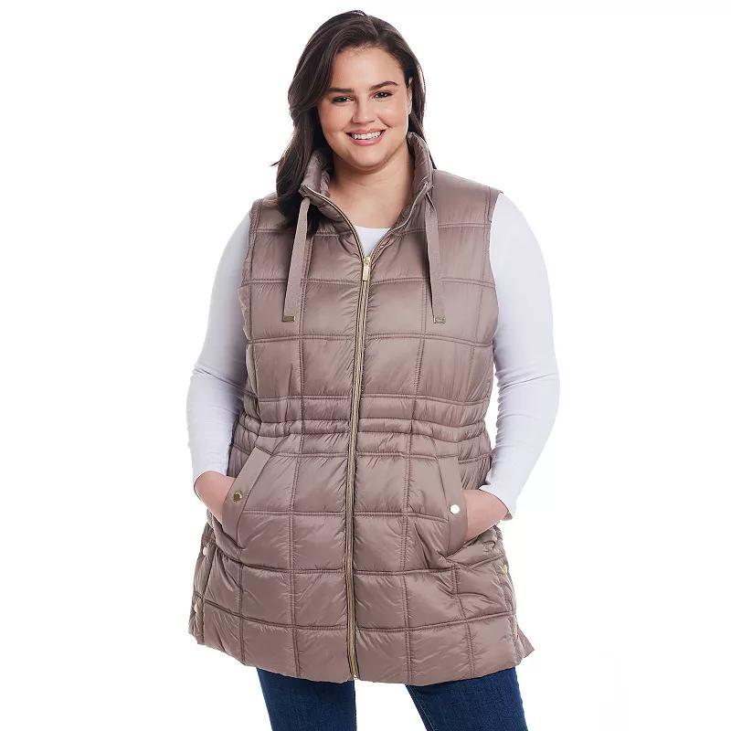 Plus Size Weathercast Box Quilted Longline Puffer, Womens Product Image