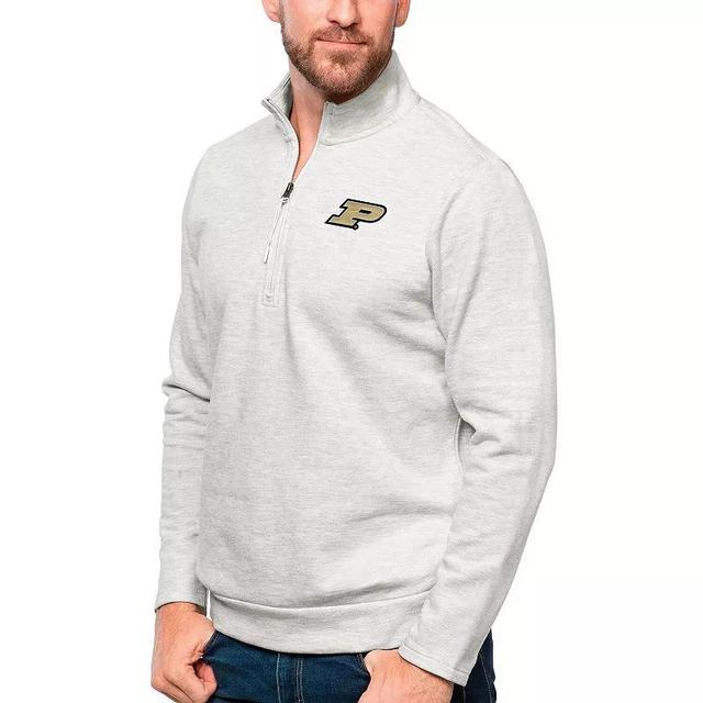 Mens Antigua Heather Gray Purdue Boilermakers Gambit Quarter-Zip Pullover Top Product Image