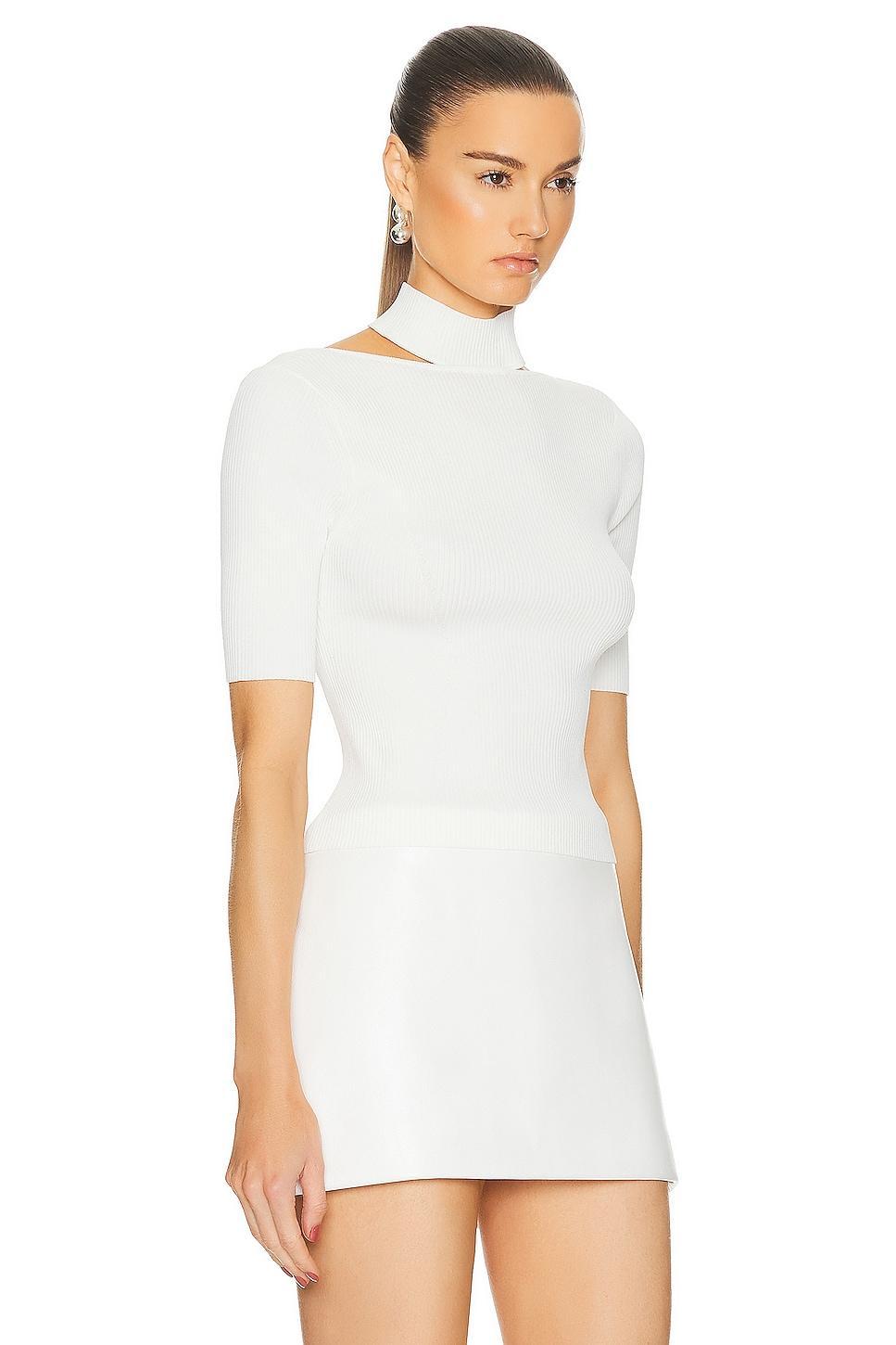 Cult Gaia Brianna Short Sleeve Knit Top in White Product Image