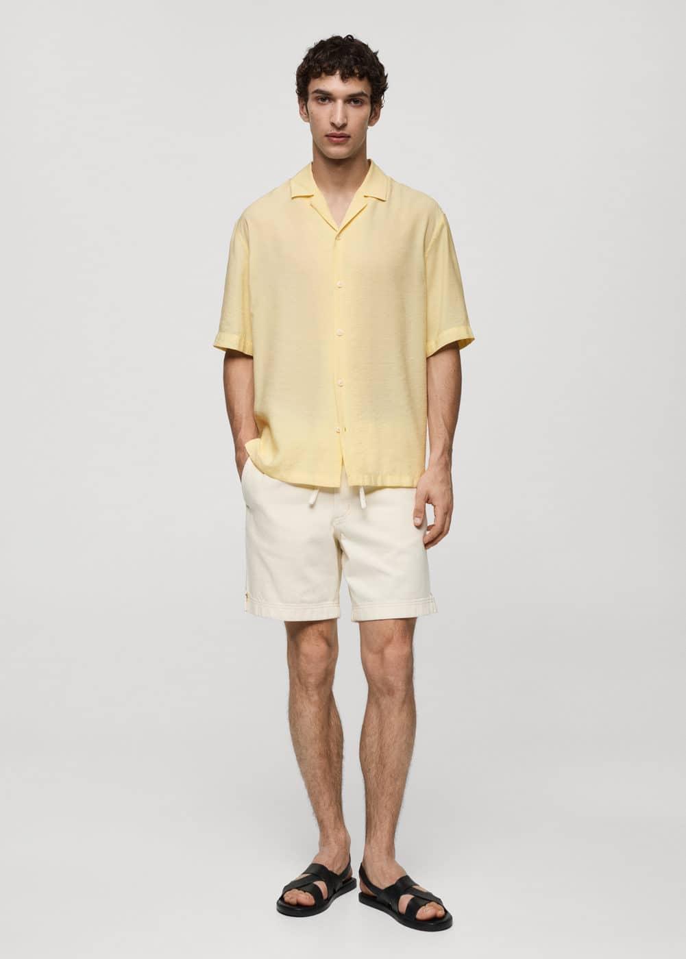 Mango Mens Bowling Collar Modal Shirt Product Image