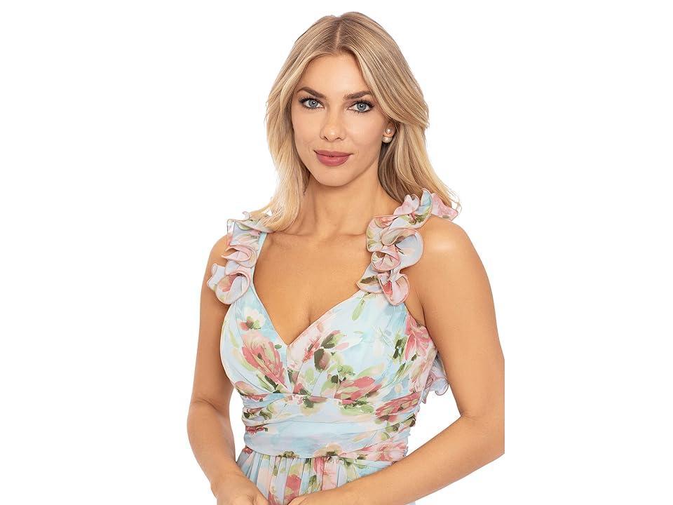 Betsy & Adam Long Wrap Floral Wrap Dress Multi) Women's Clothing Product Image