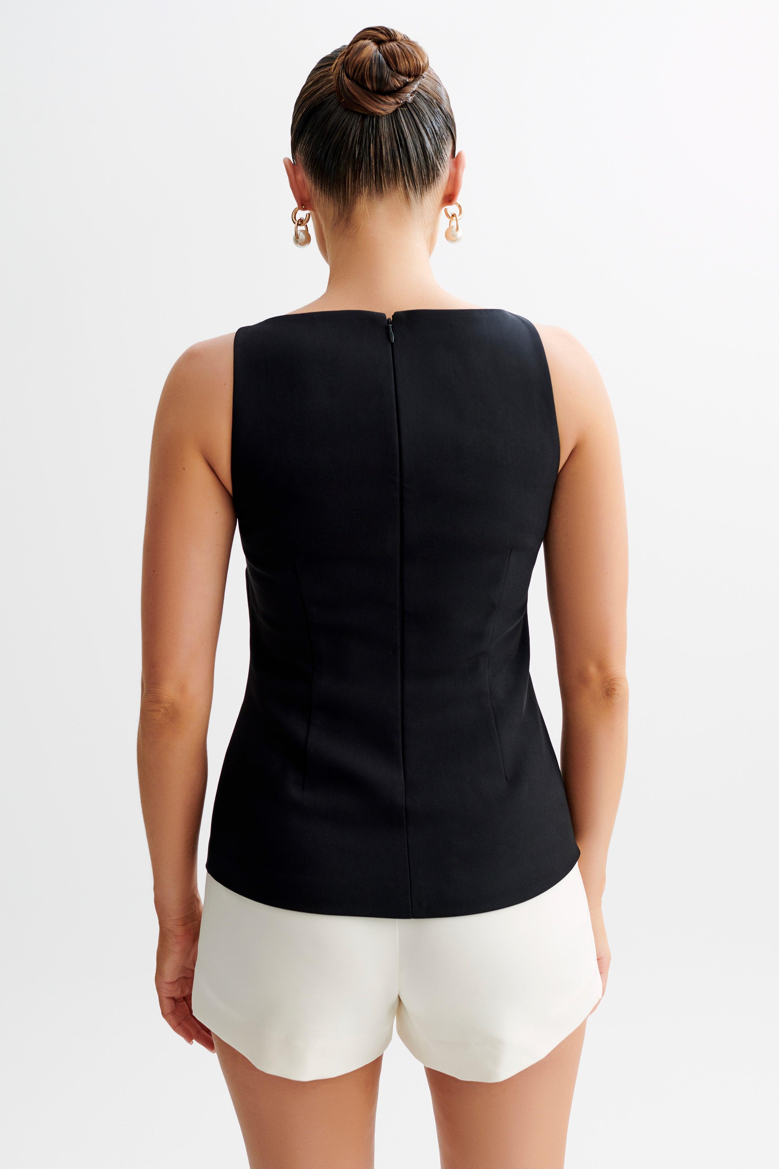 Angela Sleeveless Suiting Top - Black Product Image