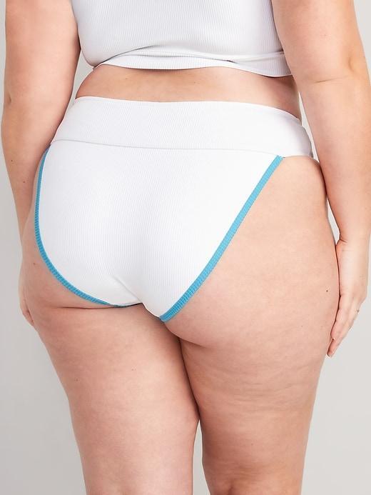 High-Waisted Ribbed French-Cut Bikini Swim Bottoms Product Image