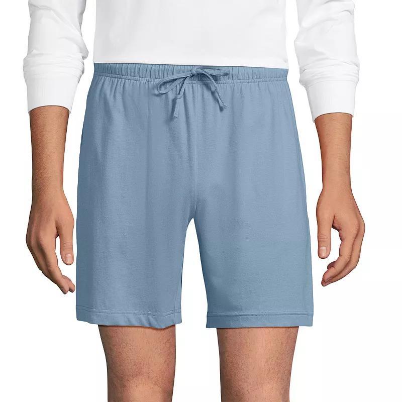 Mens Lands End Knit Jersey Pajama Shorts Grey Heather Product Image