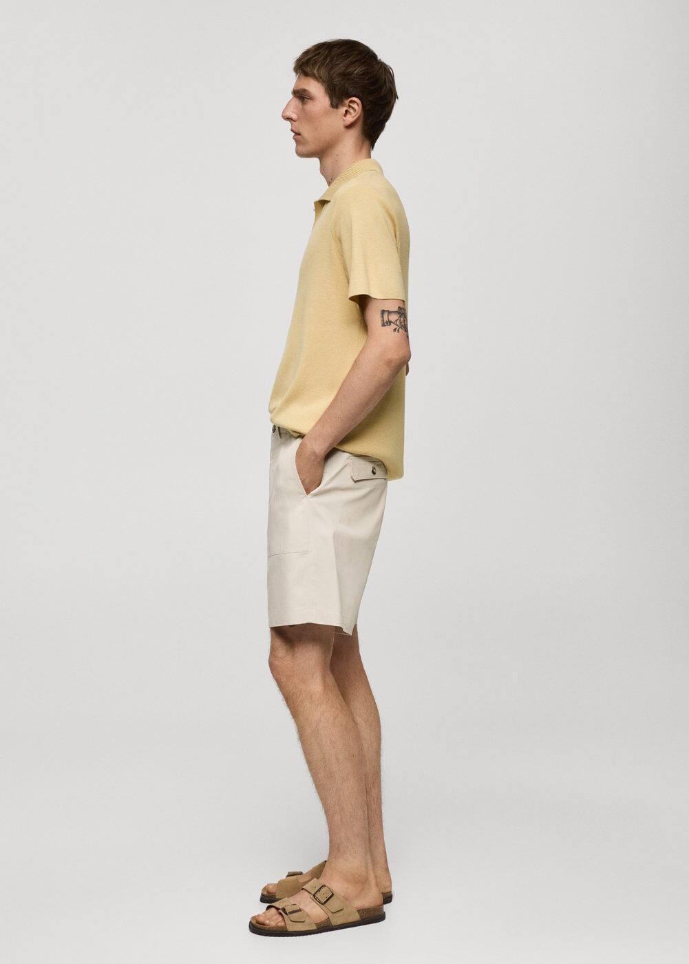 MANGO MAN - 100% herringbone cotton Bermuda shorts ecruMen Product Image