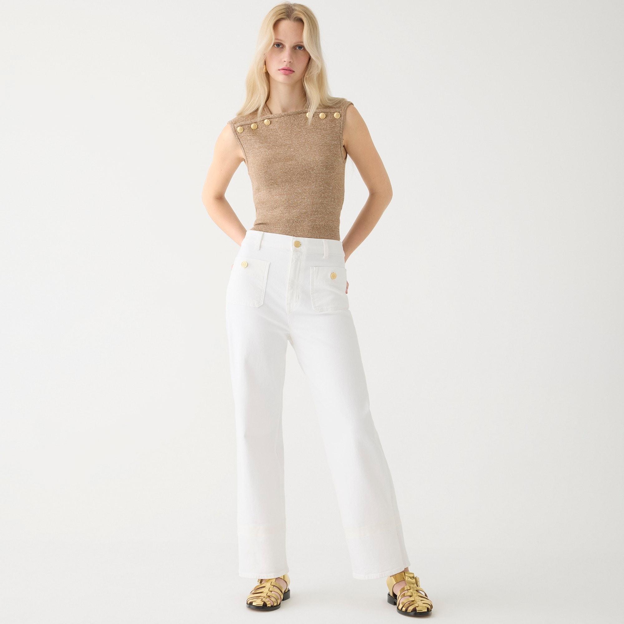 Sailor slim wide-leg jean in white Product Image