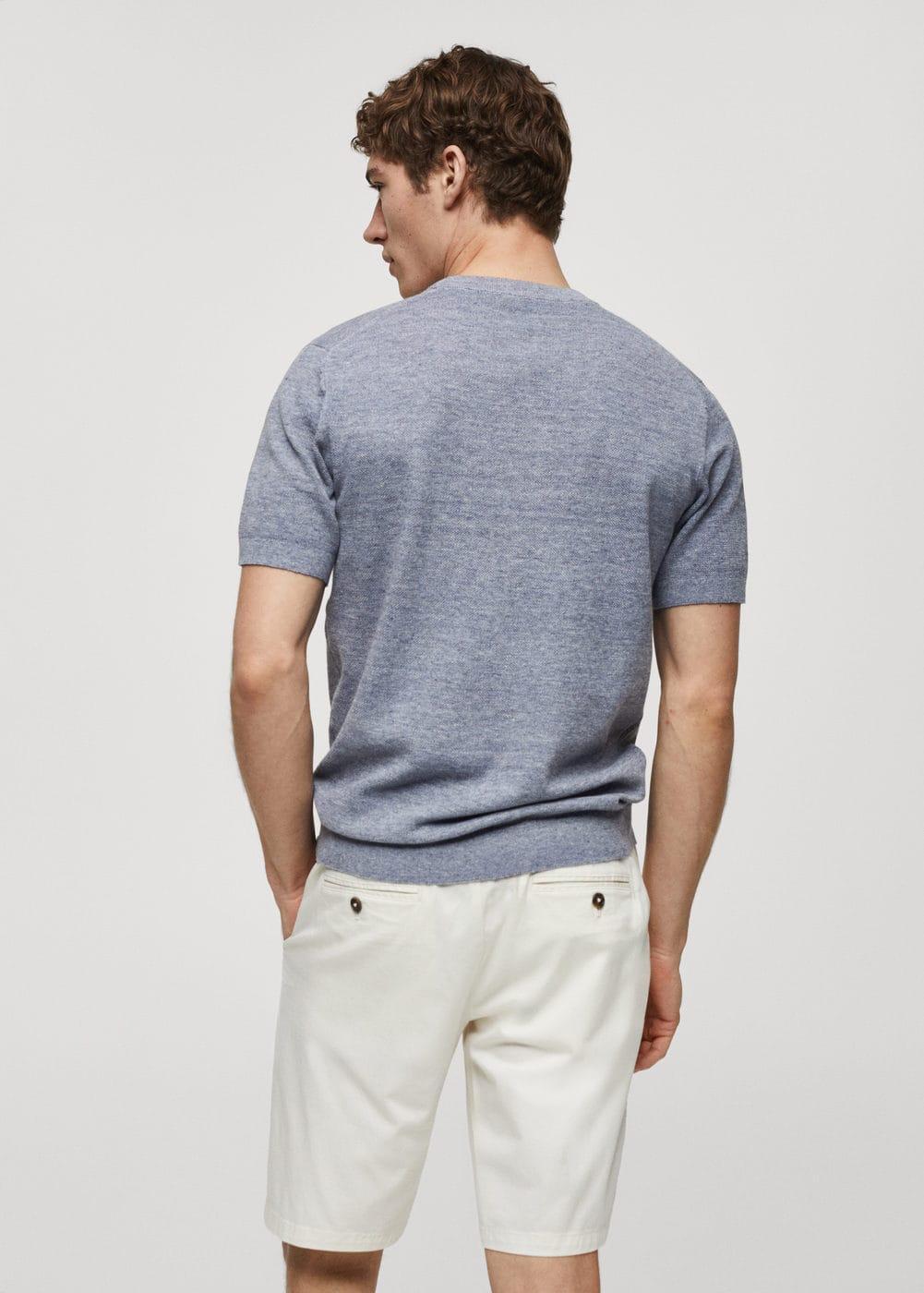 MANGO MAN - Structured cotton knit t-shirt indigo blueMen Product Image