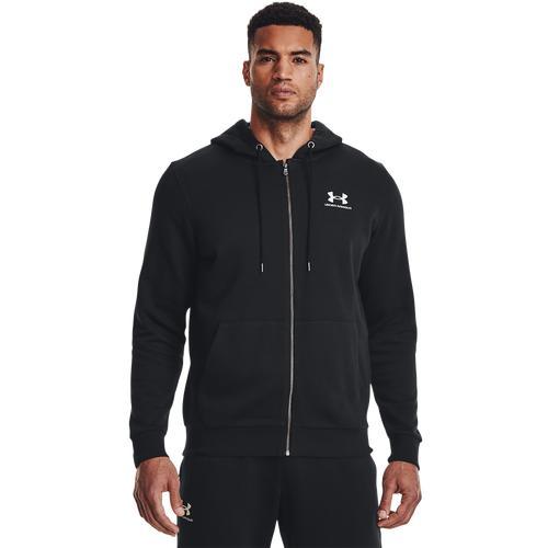 Under Armour Mens Under Armour Essential Fleece Full-Zip Hoodie - Mens Black/White product image