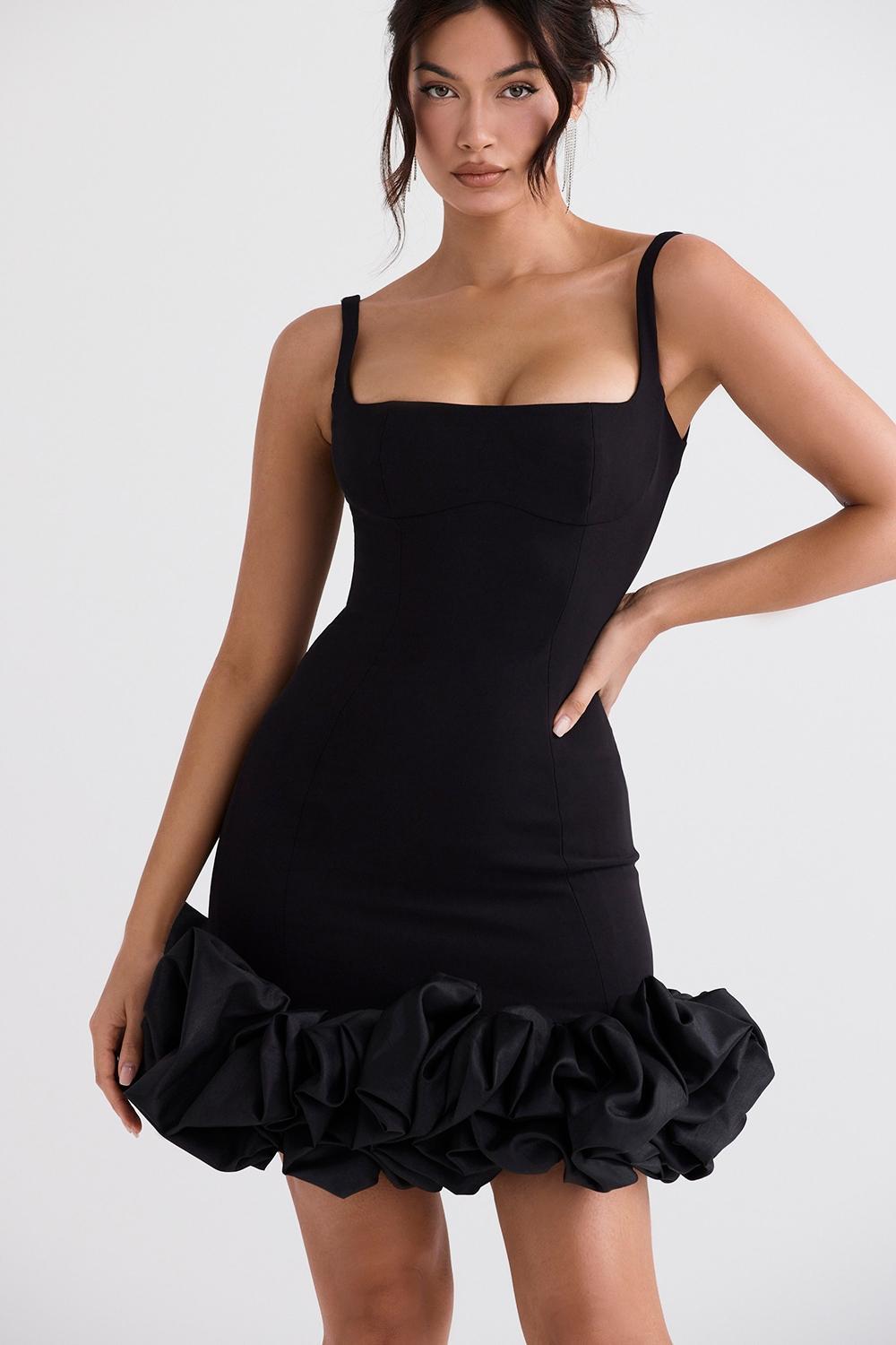 Lilou Black Ruffle Hem Dress Product Image