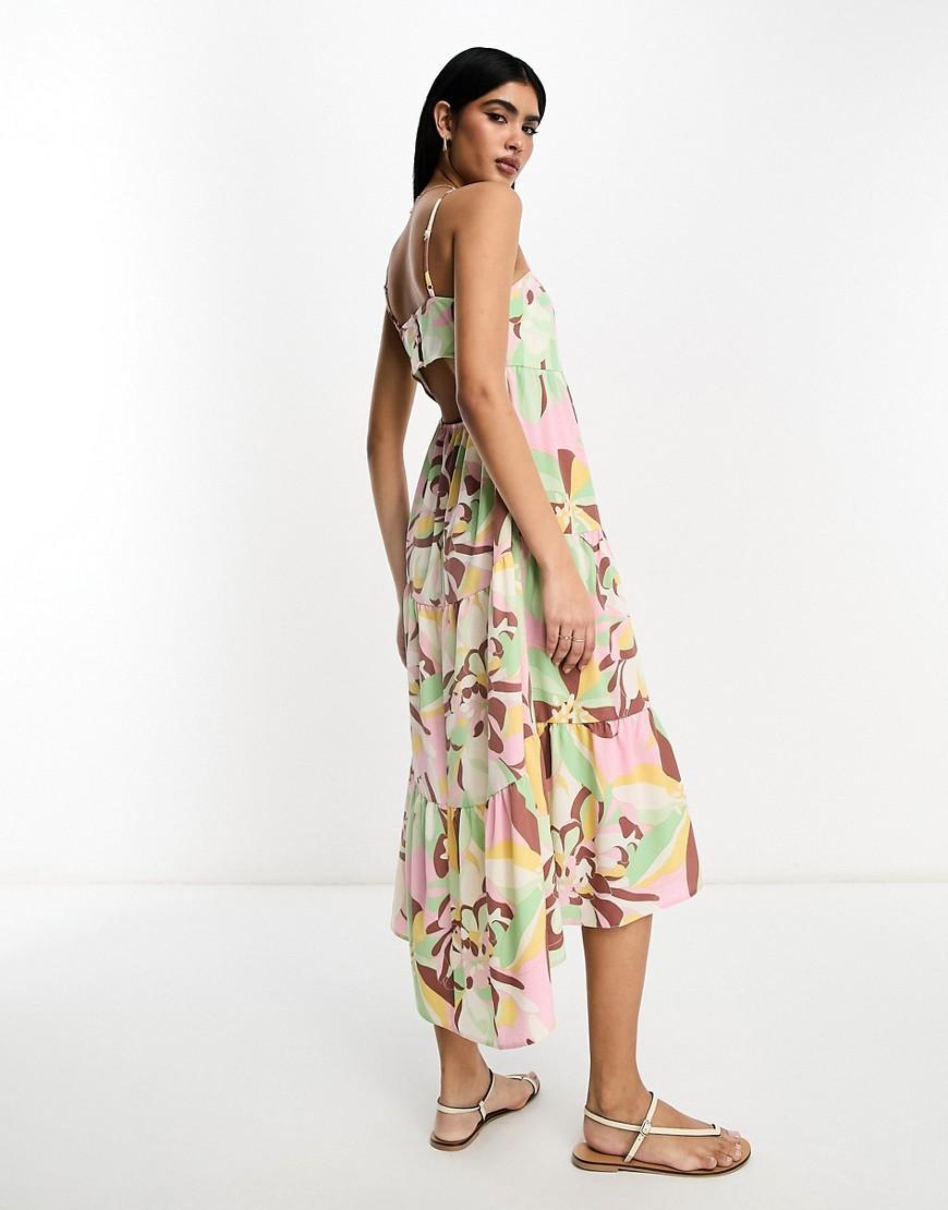 ASOS DESIGN open back tiered hi low hem maxi dress Product Image